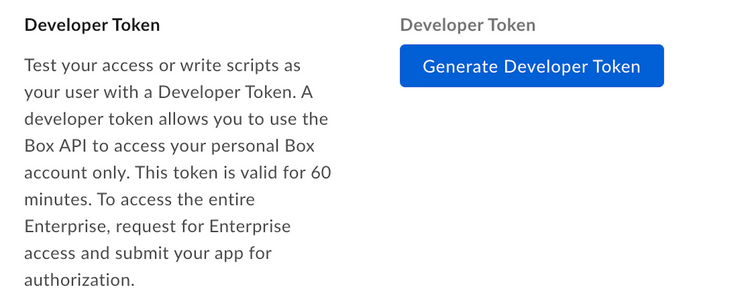 Generating a Developer Token