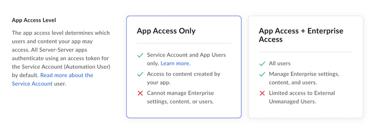 Application Access Settings